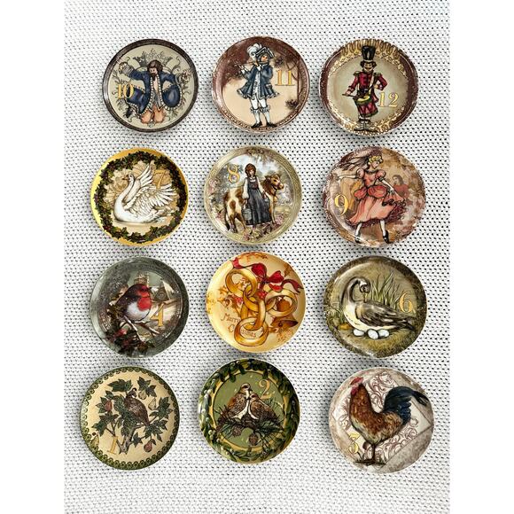 Pottery Barn 12 Days Of Christmas Plates Dessert Salad 7.25” 2012 Complete Set - Picture 1 of 7